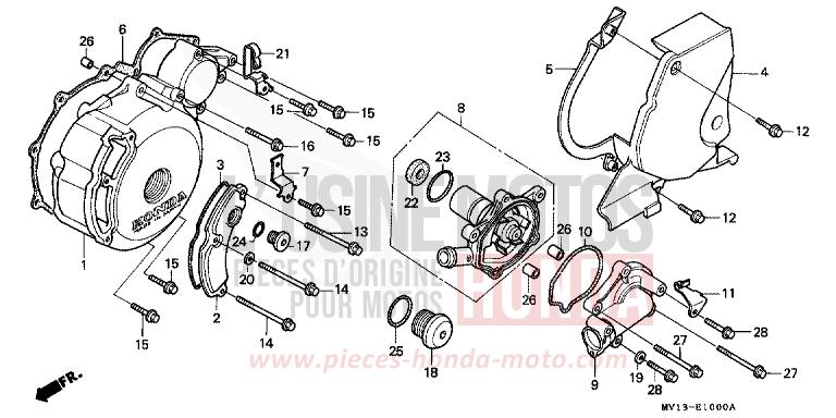 PANNEAU CARTER-MOTEUR G./ POMPE A EAU/COUVERCLE ARRIERE de Africa Twin 750 NH138G (NH138G) de 1990